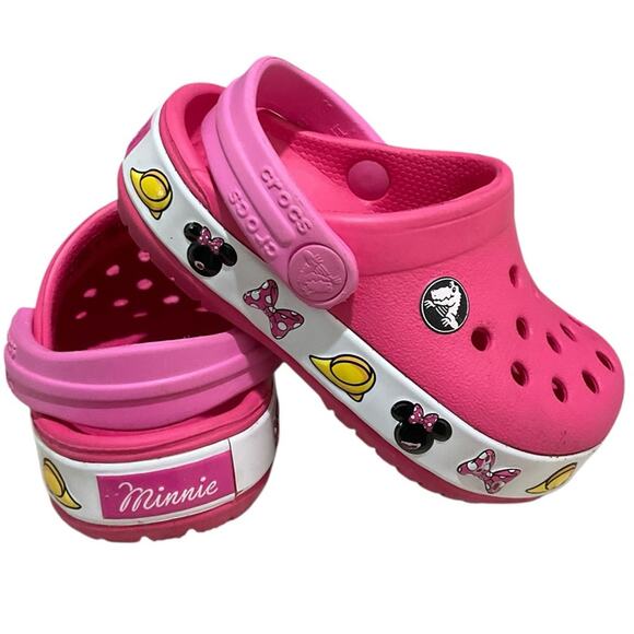 Crocs Girls Pink with Minnie Perforated Design Size 4 - Picture 2 of 6
